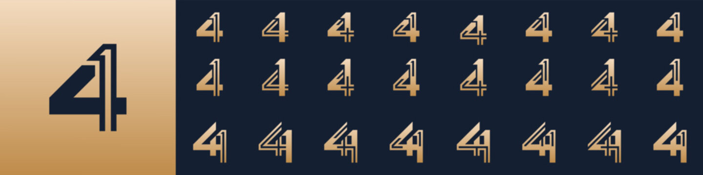 collection of creative number 41 logo designs. abstract forty-one design vector illustration