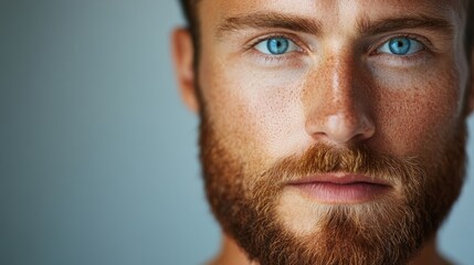 Obraz premium Close-up Portrait of a Man with Blue Eyes and Red Beard