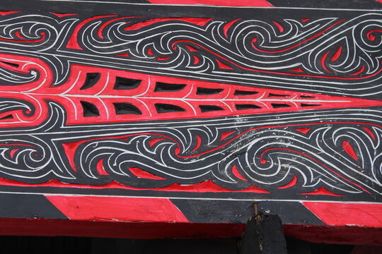 batak toba traditional house with gorga carving ornament