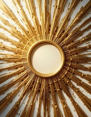Obraz premium Golden Sunburst Radiance, Abstract Wall Art with Circular Centerpiece
