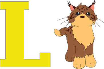 cute Lynx with next to the letter L