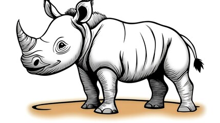 Fototapeta premium Rhino calf, savanna, wildlife, children's book