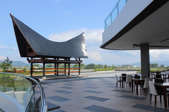 batak toba traditional house with gorga carving ornament