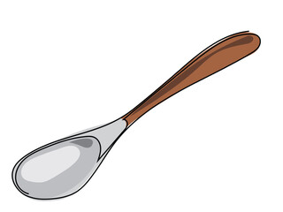 Spoon in continuous line drawing on white background.