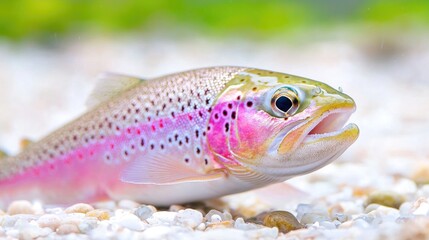 Obraz premium Close-up of a pink trout in an aquarium. Use stock photo