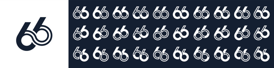 collection of creative number 66 logo designs. abstract sixty-six design vector illustration