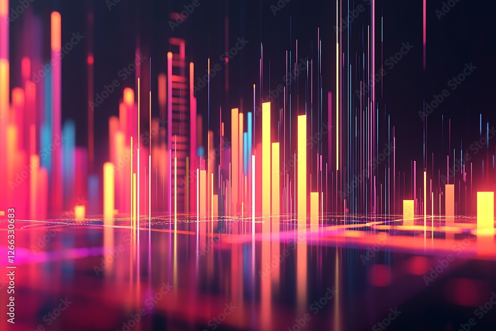 Leinwandbilder eye-catching colorful financial data visualization with vibrant neon-like structures in a modern sty