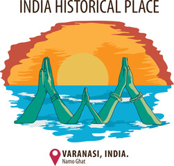 Vector of historical place in Varanasi, India.