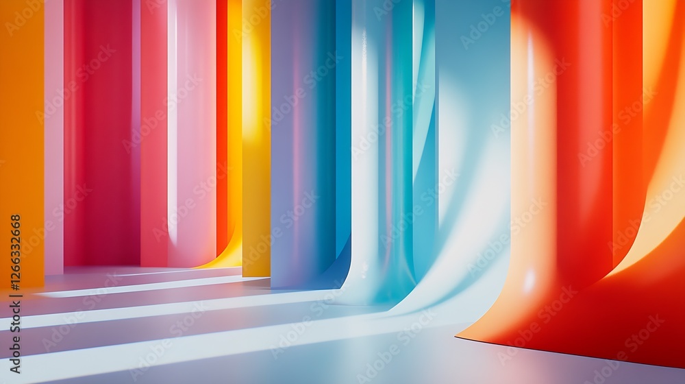 Aufkleber vibrant abstract background with colorful flowing drapes in a creative environment : generative ai