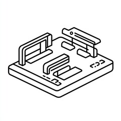 3D symbol of baggage claim area, clear outline for luggage pickup on solid background.