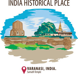 Vector of historical place in Varanasi, India.