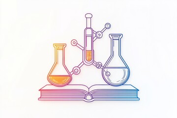3D chemistry book icon, sharp and modern scientific knowledge symbol on a white surface.