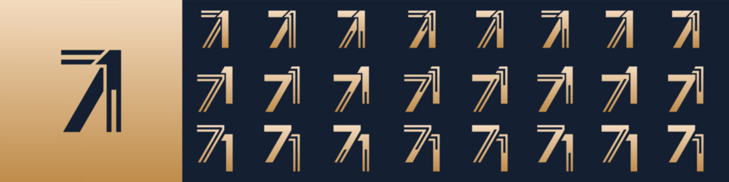 collection of creative number 71 logo designs. abstract seventy-one design vector illustration