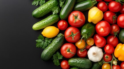 Harvesting fresh vegetables tomatoes cucumbers and peppers