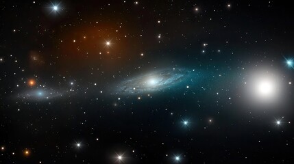  Realistic cosmic panorama: vibrant galaxy, countless stars, and deep space nebulae in the vast night sky. 