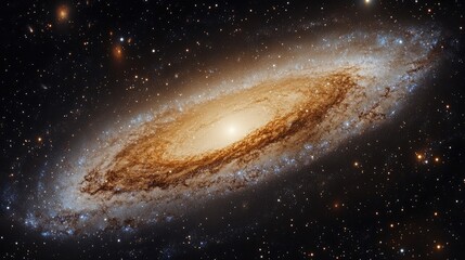 Obraz premium Realistic cosmic panorama: vibrant galaxy, countless stars, and deep space nebulae in the vast night sky. 