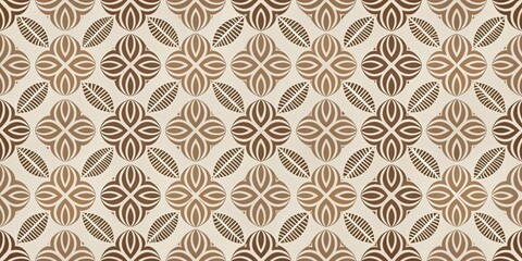 Fototapeta premium Elegant Repeating Floral and Leaf Pattern Design in Brown and Beige Hues