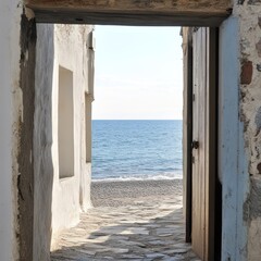 Coastal Escape: A Mediterranean Seascape Viewed Through an Ancient Archway