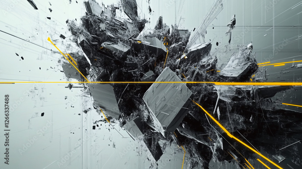 Poster dynamic abstract art with explosive elements. an impactful abstract composition featuring dramatic t