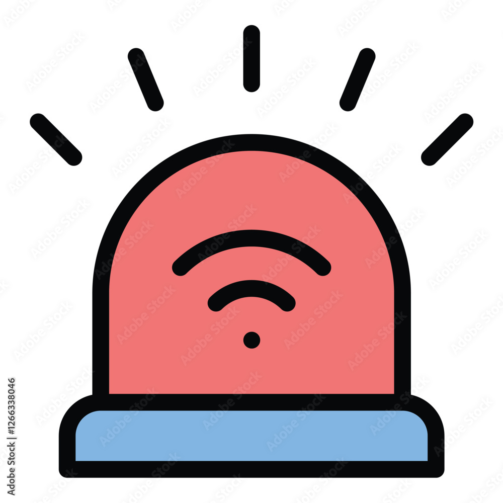 Poster smart alarm icon intelligent alert system in flat line color style