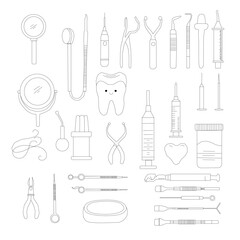 Fototapeta premium medical icons set. Dental Line Icon Set . Simple Set of Dental Related Vector Line Icons, Outline Symbol Collection medical icons set. Set of medical icon.