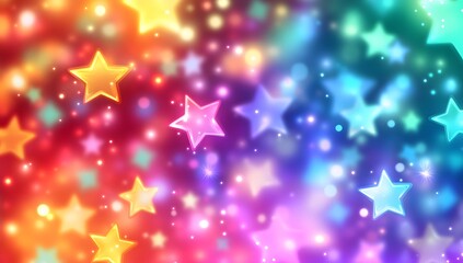 Colorful star bokeh background with glowing stars