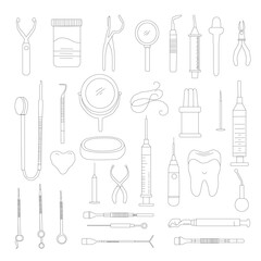 Dental Line Icon Set . Simple Set of Dental Related Vector Line Icons, Outline Symbol Collection medical icons set. Set of medical icon.