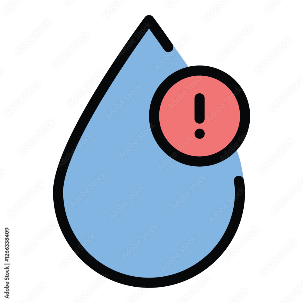 Poster leak detector icon safety monitoring in flat line color style