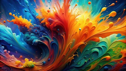 Obraz premium Abstract Colorful Swirling Paint Explosion A Vibrant, Dynamic Composition of Hues and Textures