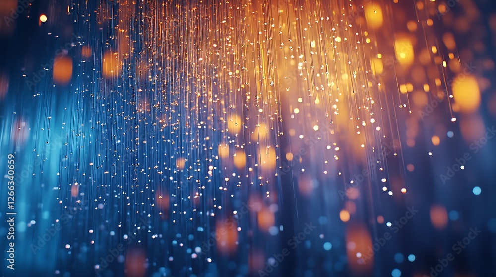 Poster Stunning particles of light illuminated against a dark backdrop creating a mesmerizing abstract pattern : Generative AI