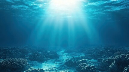 Underwater Sunlight Path Through Coral Reefs