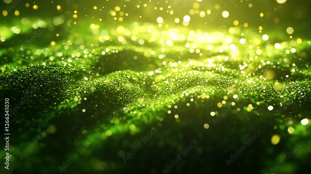 Aufkleber magical sparkling green texture creating a dreamy atmosphere illuminated by warm sunlight : generati