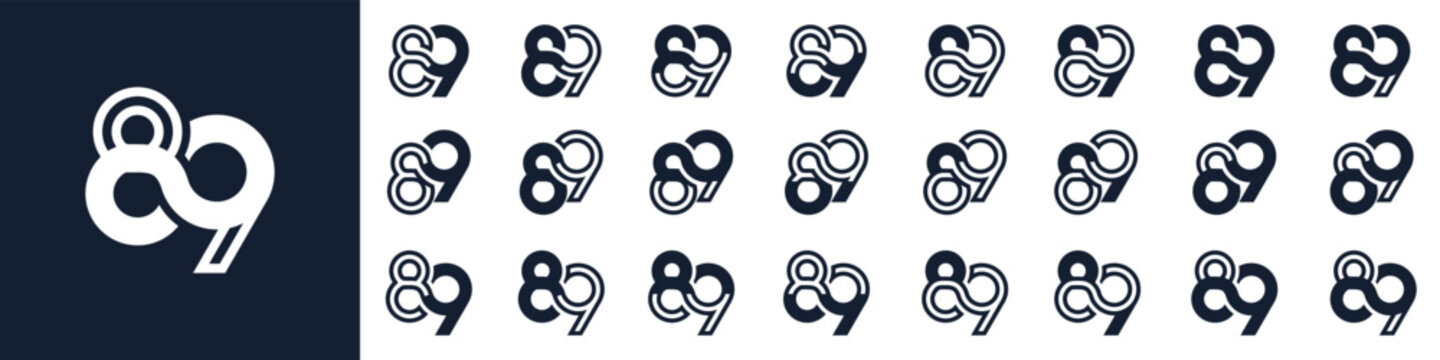 collection of creative number 89 logo designs. abstract eighty-nine design vector illustration
