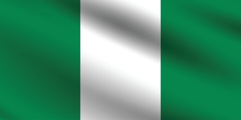 Obraz premium Nigeria flag official colors and proportion digital vector illustration. Pleated flag.