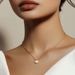 The gold name necklace with cat pendant and cable chain, written on it, against a white background, 