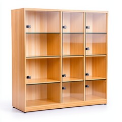 Modern Light Wood Display Cabinet With Glass Doors, Generative AI.