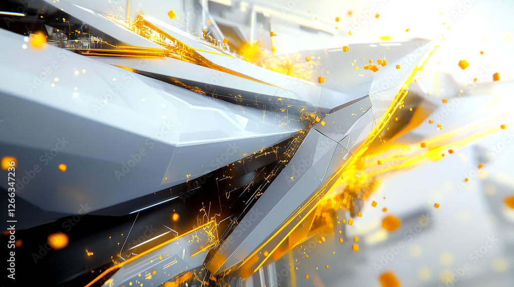 Poster futuristic design with dynamic energy effects. an eye-catching graphic featuring angular shapes and 