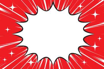 吹き出しフレームと赤色の集中線のバック