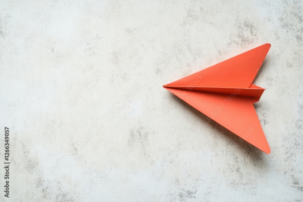 Poster red paper plane symbolizes business strategy and success with innovation on a clean white background