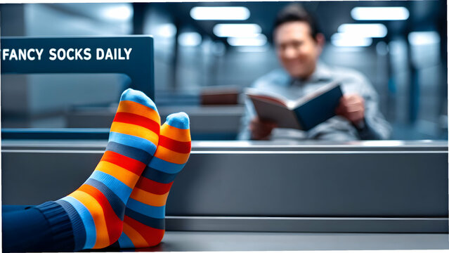 levity and laughter and smile and satire concept as They pretend reading noble decree demanding fancy socks daily absurd satire drawing soft chuckles bonding performers in quiet mischief in  Photo Sto