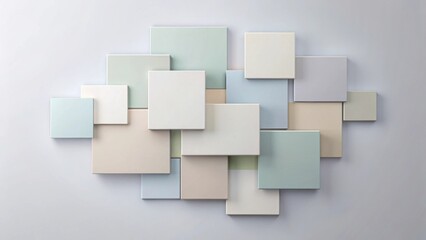 Abstract Pastel Square Composition  Overlapping Rectangles in Muted Tones Against a Neutral Background