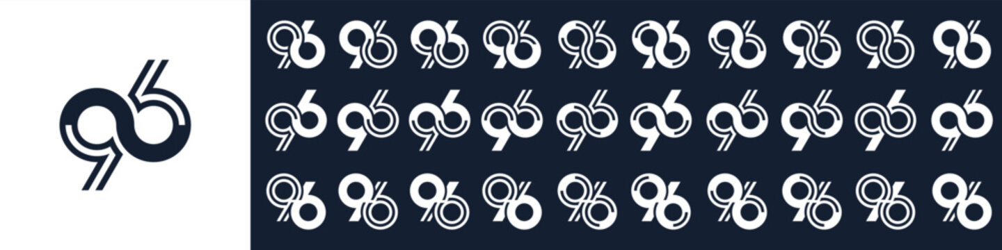 collection of creative number 96 logo designs. abstract ninety-six design vector illustration