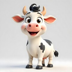 Adorable Cartoon Calf Happy Cow Illustration 3D Rendered Farm Animal