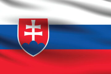 Fototapeta premium Slovakia flag official colors and proportion digital vector illustration. Pleated flag.