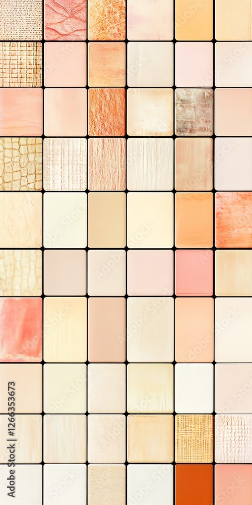 Aufkleber Colorful Array of Textured Shades in Square Tiles for Perfect Color Matching and Design Inspiration : Generative AI
