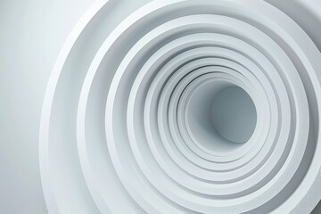 Fototapeta premium Abstract white circles creating tunnel perspective in modern architecture for design use