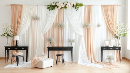 Elegant Sheer Drape Backdrop  Wedding  Bridal  Home Decor