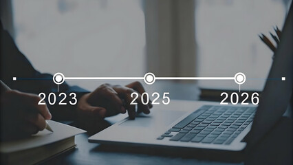 Interactive Digital Timeline for Strategic Planning: Visualize 2026 with Year Markers & Concepts