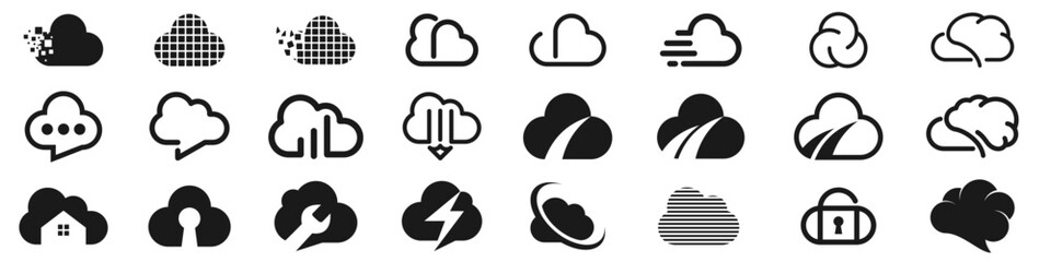 set of cloud logo design inspiration. cloud logos icon template vector set.