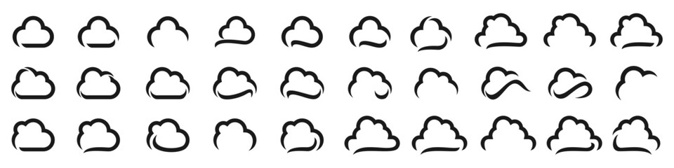 set of cloud logo design inspiration. cloud logos icon template vector set.